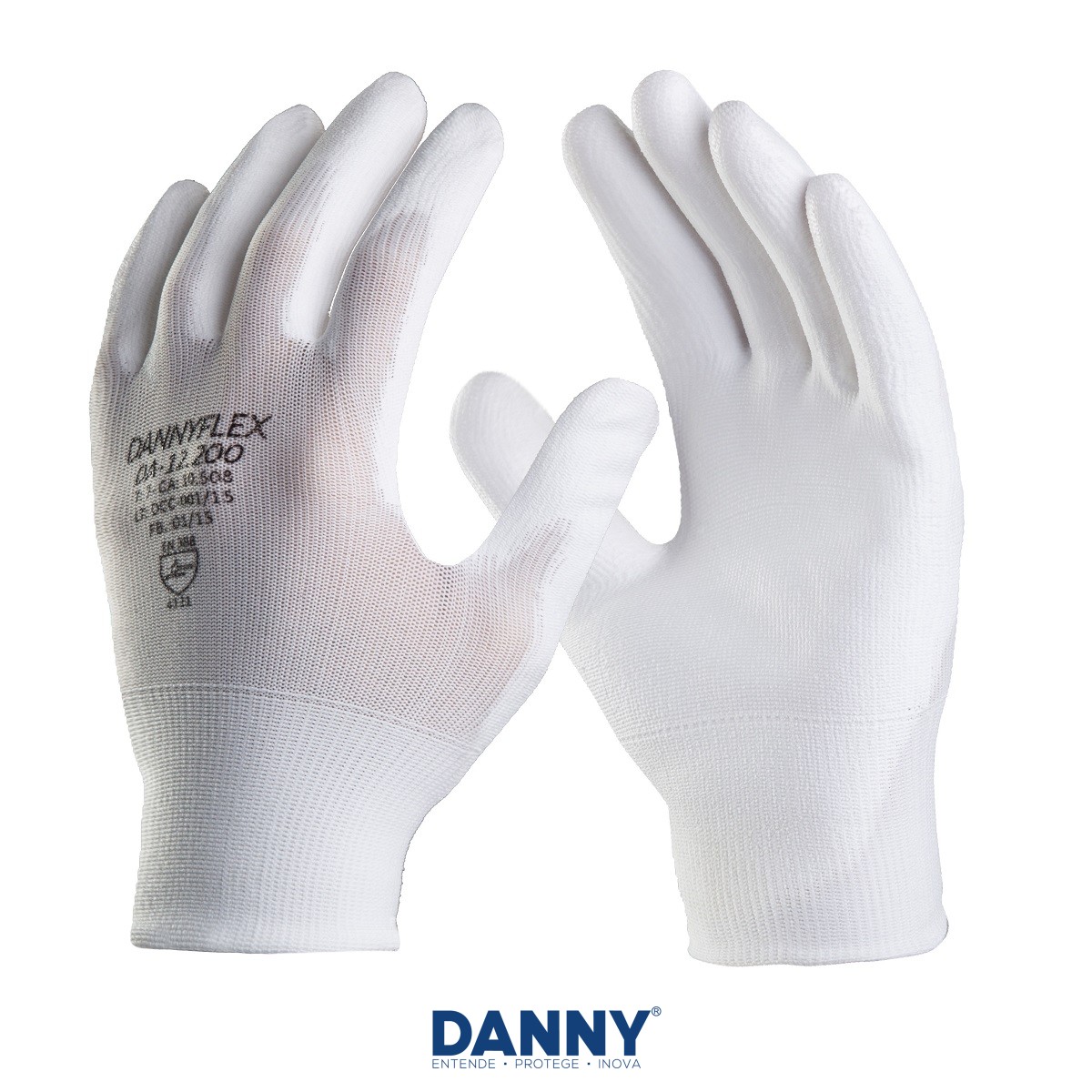 Dannyflex Branca Luva De Nylon Com Poliuretano Pu Luva Tricotada Nylon Danny Epi 5328